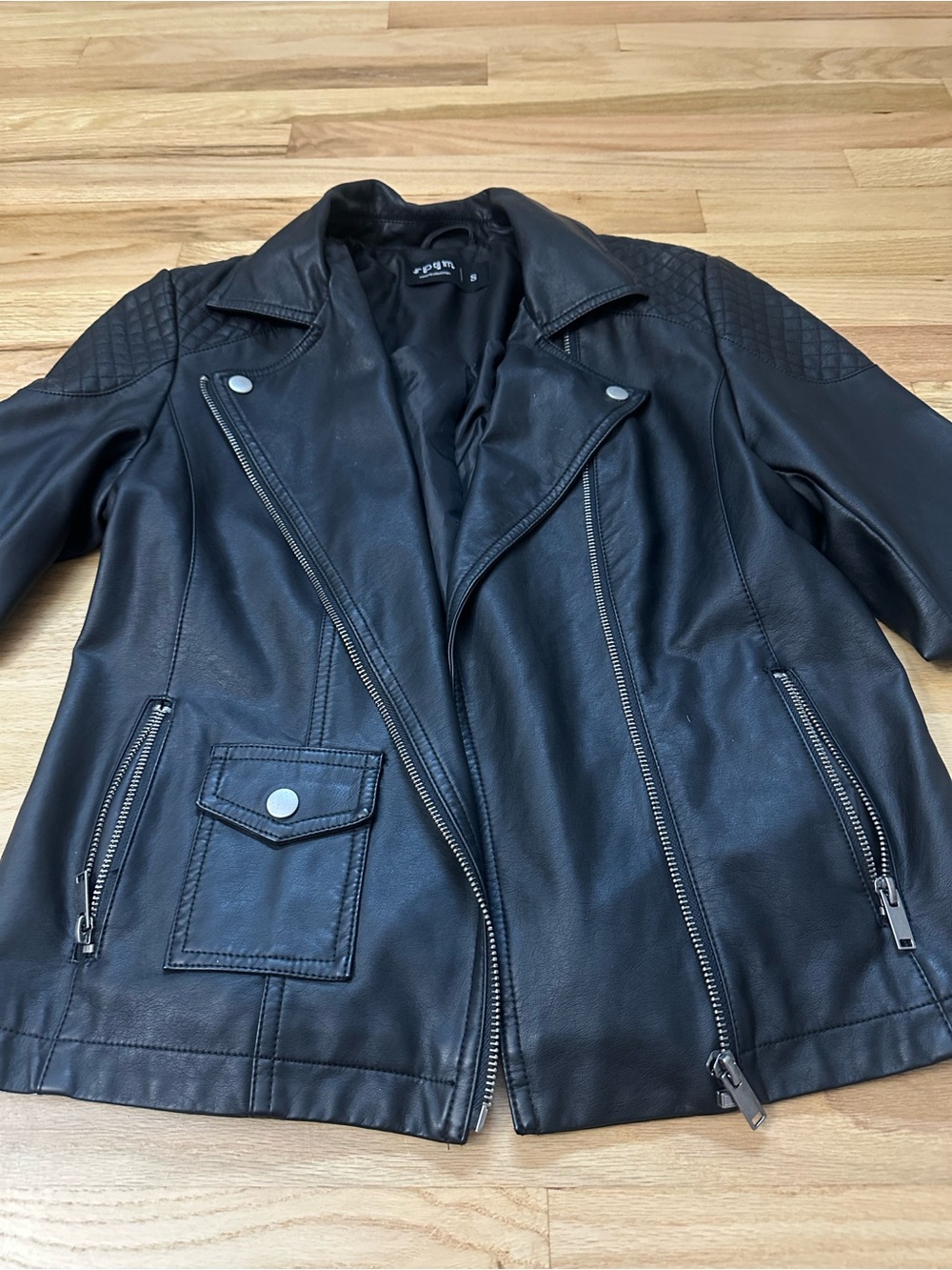 Faux Leather Moto Jacket - Black - Picture 4 of 4